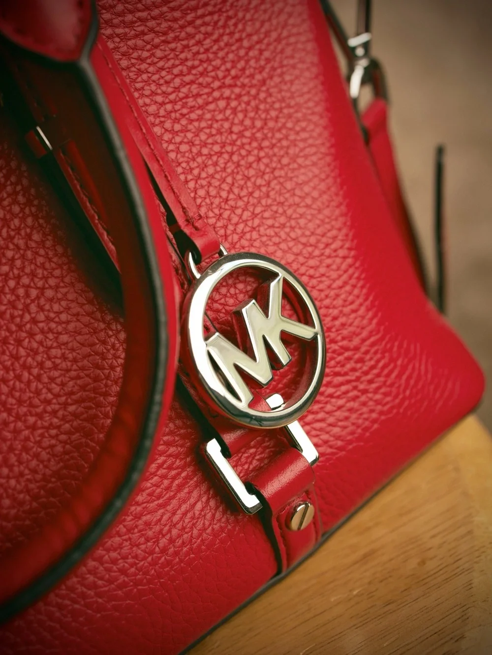 Michael Kors Fuchsia Leather Satchel with MK Charm